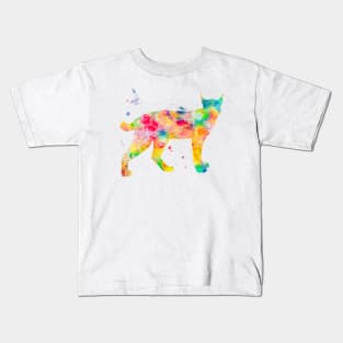 Bobcat Watercolor Painting Kids T-Shirt